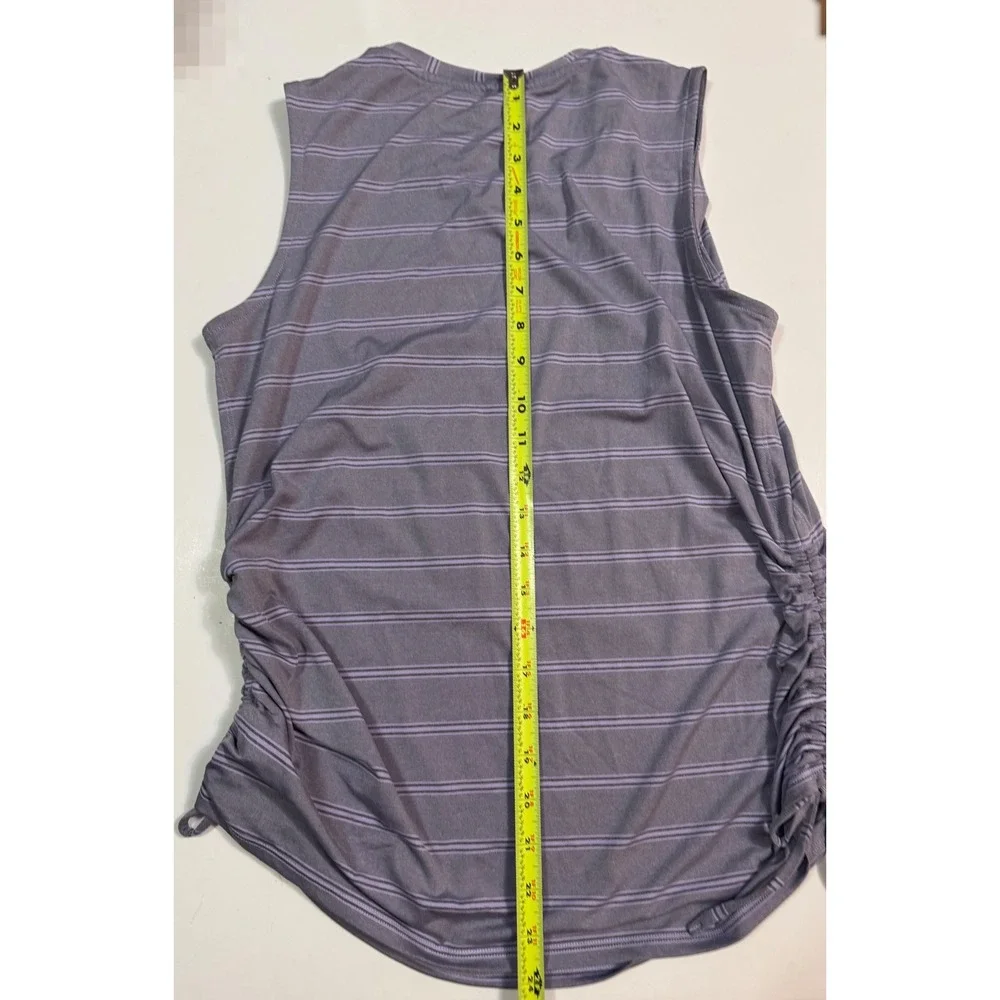 Duluth Trading Co Womens Cooling Jade Striped Ruched Side Tank Top Purple S